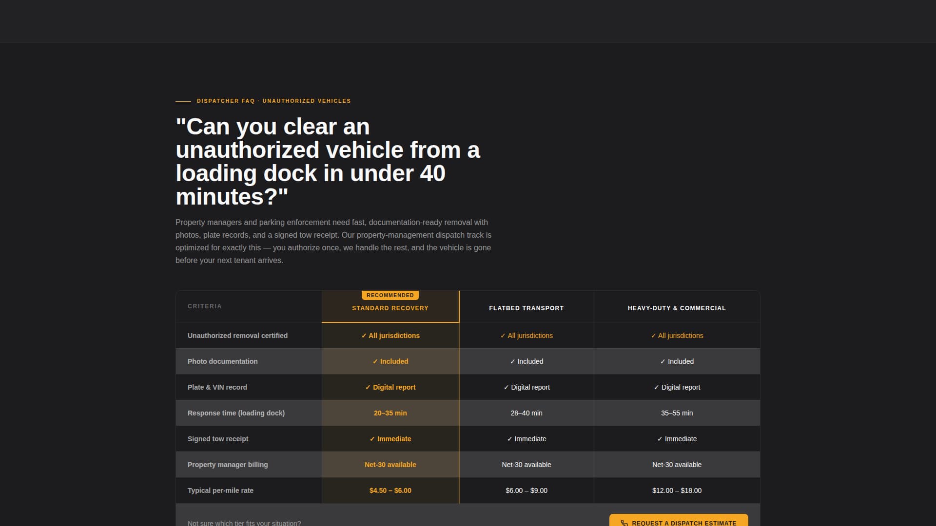Tow Truck Operator Booking Website Template