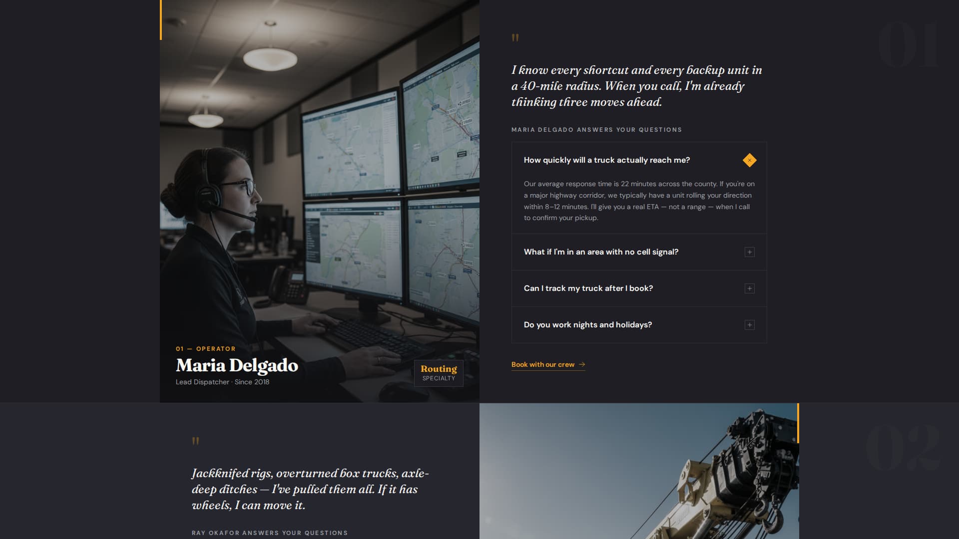 Tow Truck Operator Advanced Booking Website Template