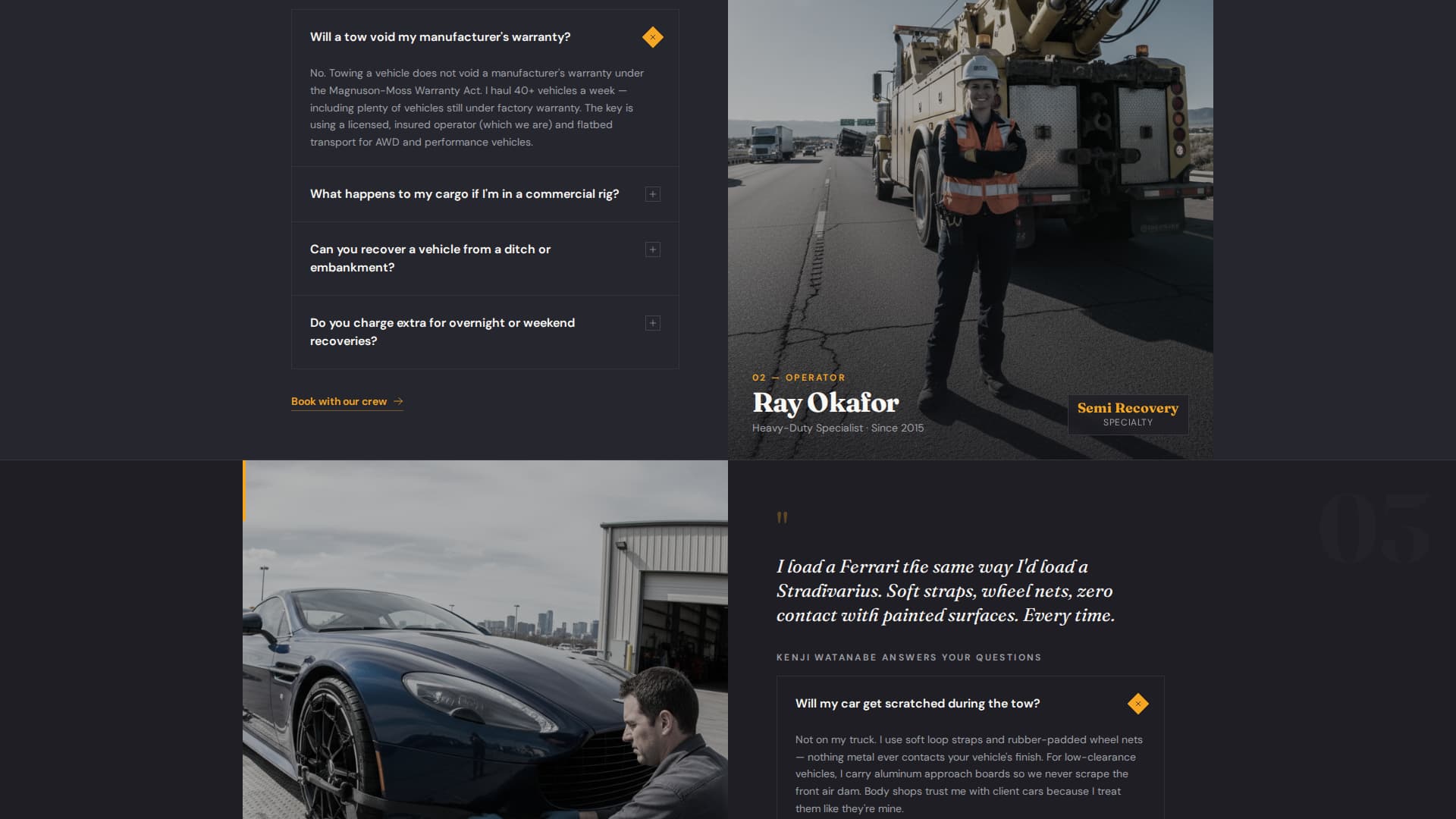 Tow Truck Operator Advanced Booking Website Template