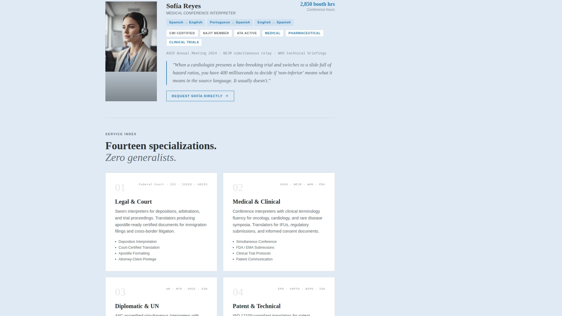 Translator & Interpreter Specialist Booking Website Template