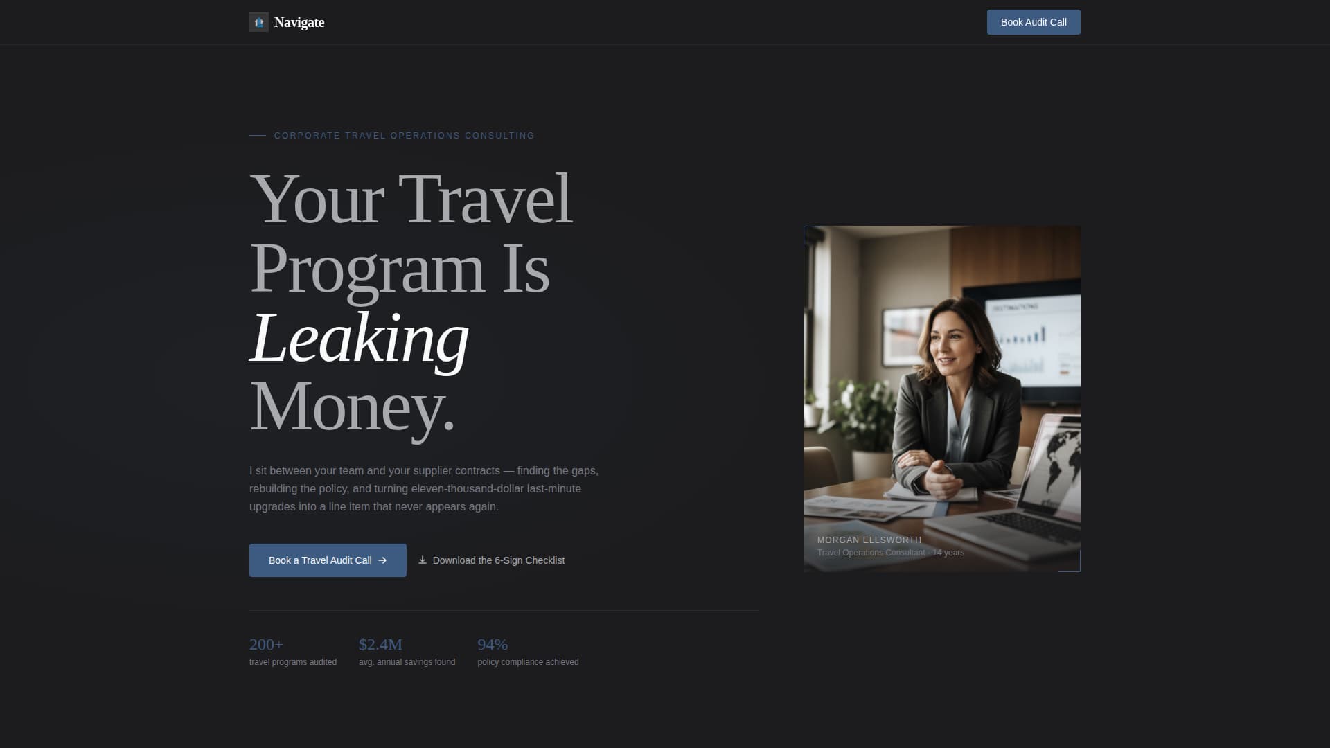 Navigate — Premium Travel Advisor Landing Page Template