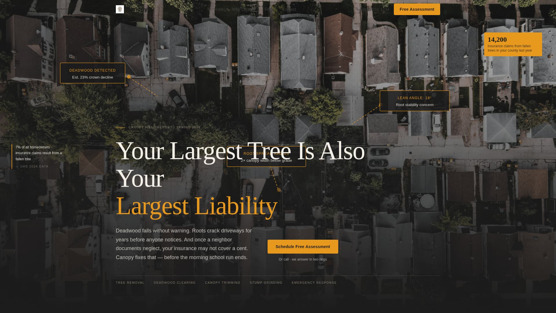 Canopy — Showcase Arborist Portfolio Landing Page Template