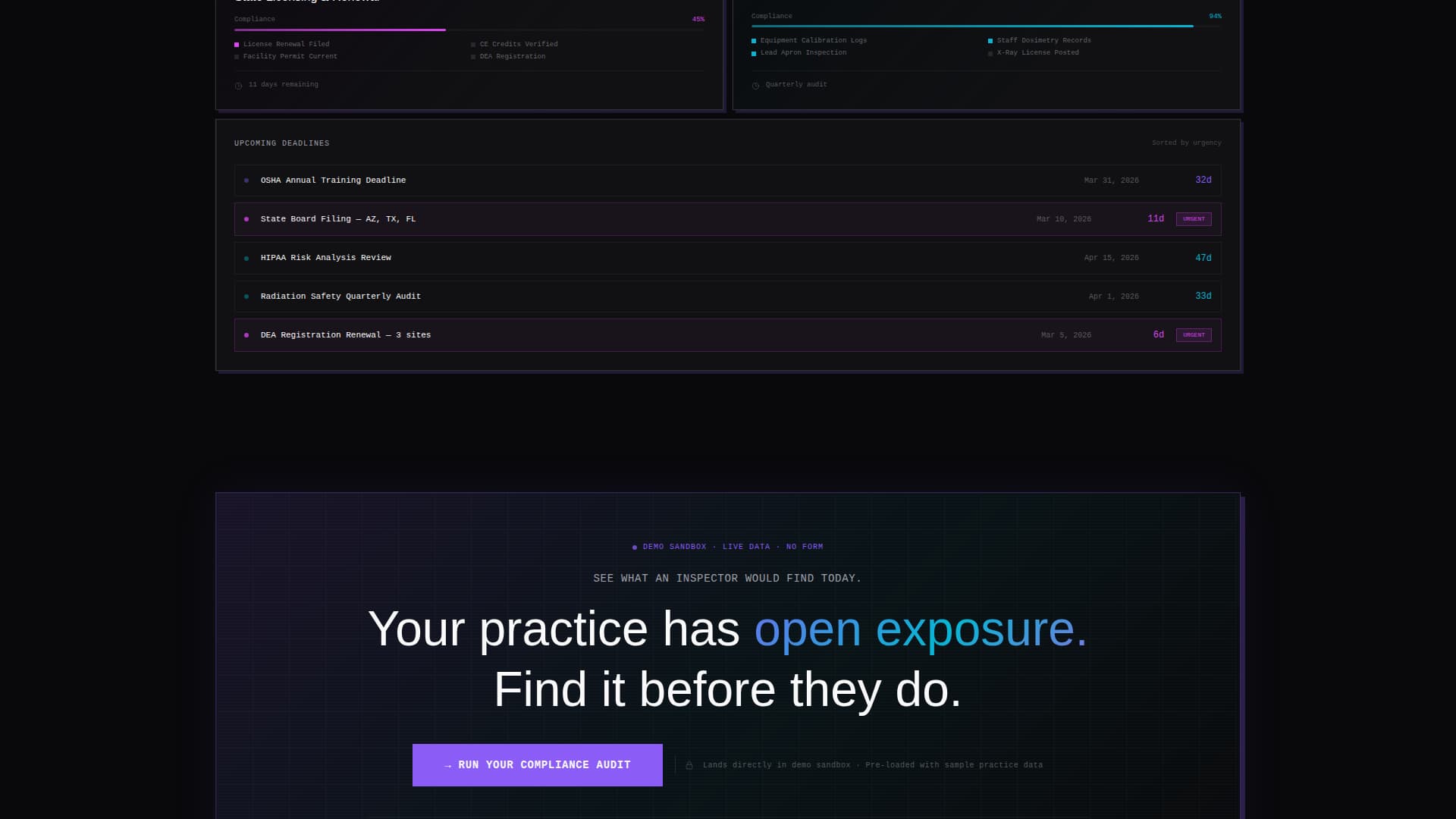 Enforce — Regulatory Compliance Landing Page Template