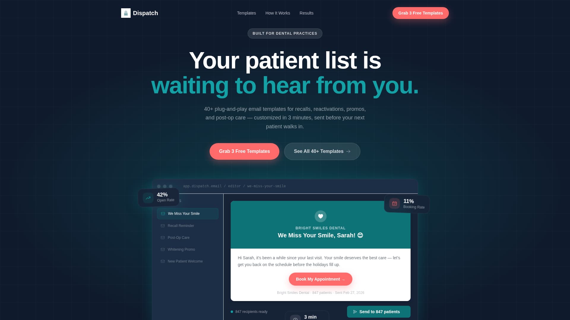 Dispatch - Powerful Dental Landing Page Template