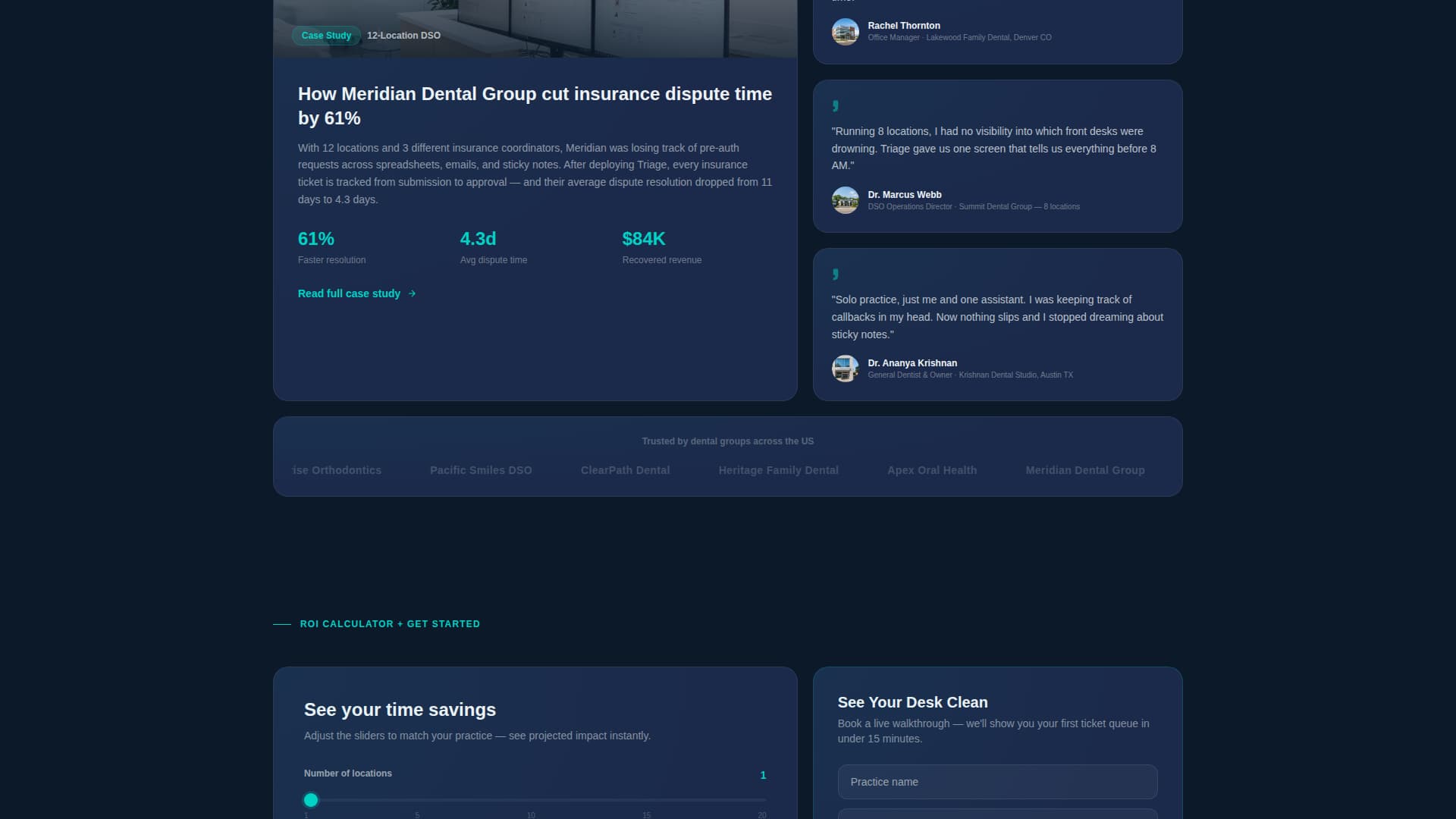 Triage - Powerful Dental Software Landing Page Template