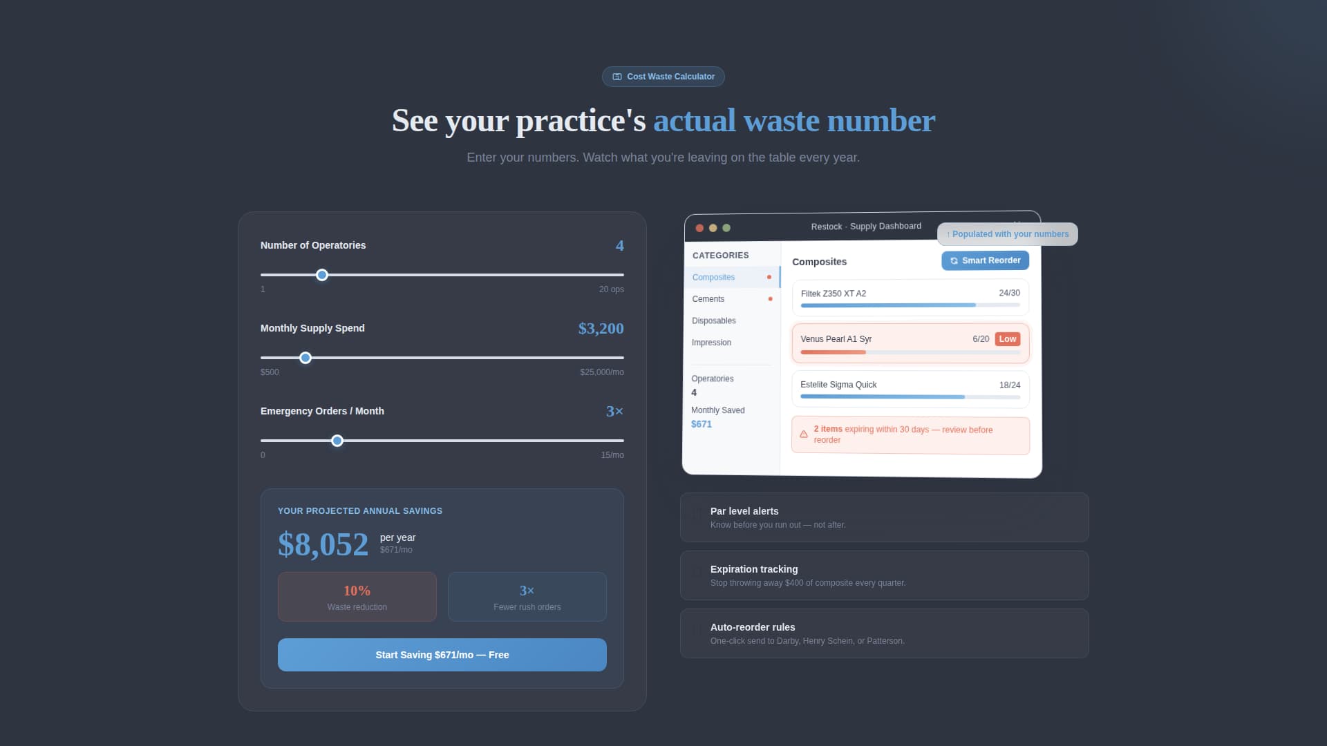 Restock - Intelligent Dental Inventory Landing Page Template