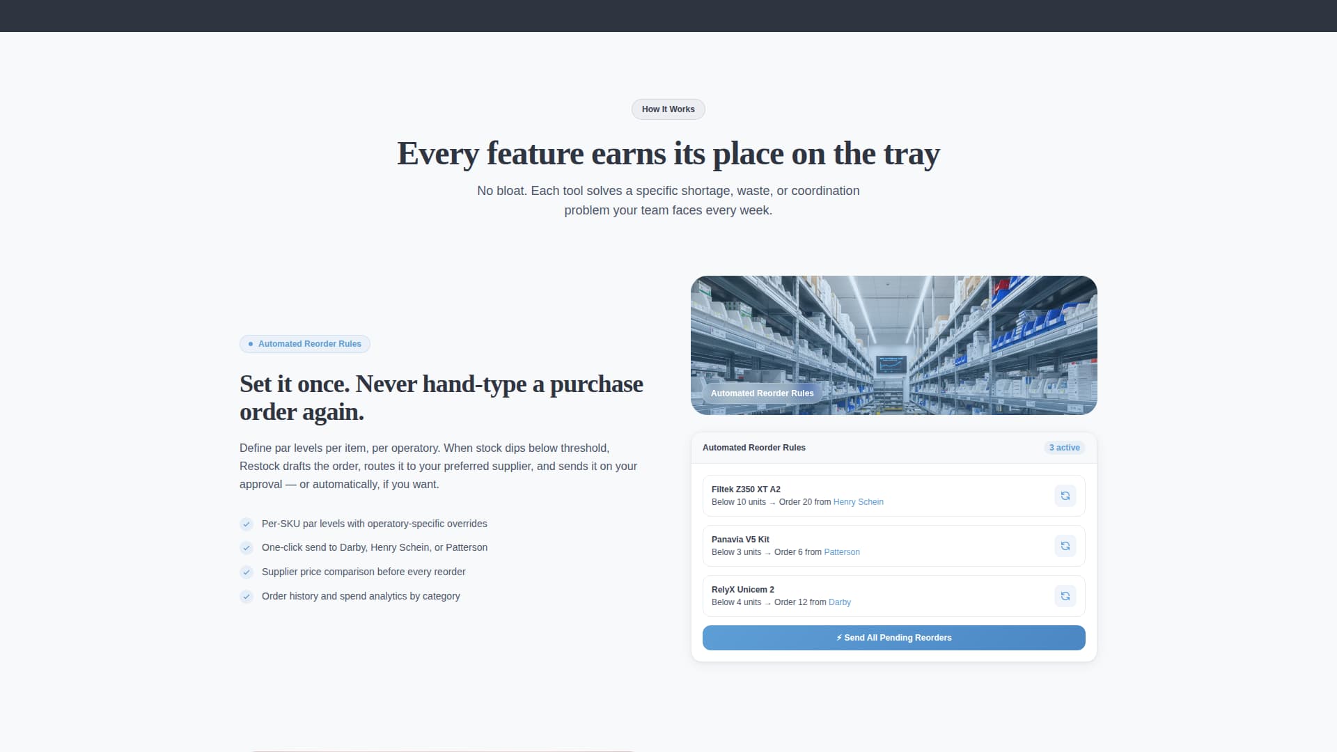 Restock - Intelligent Dental Inventory Landing Page Template