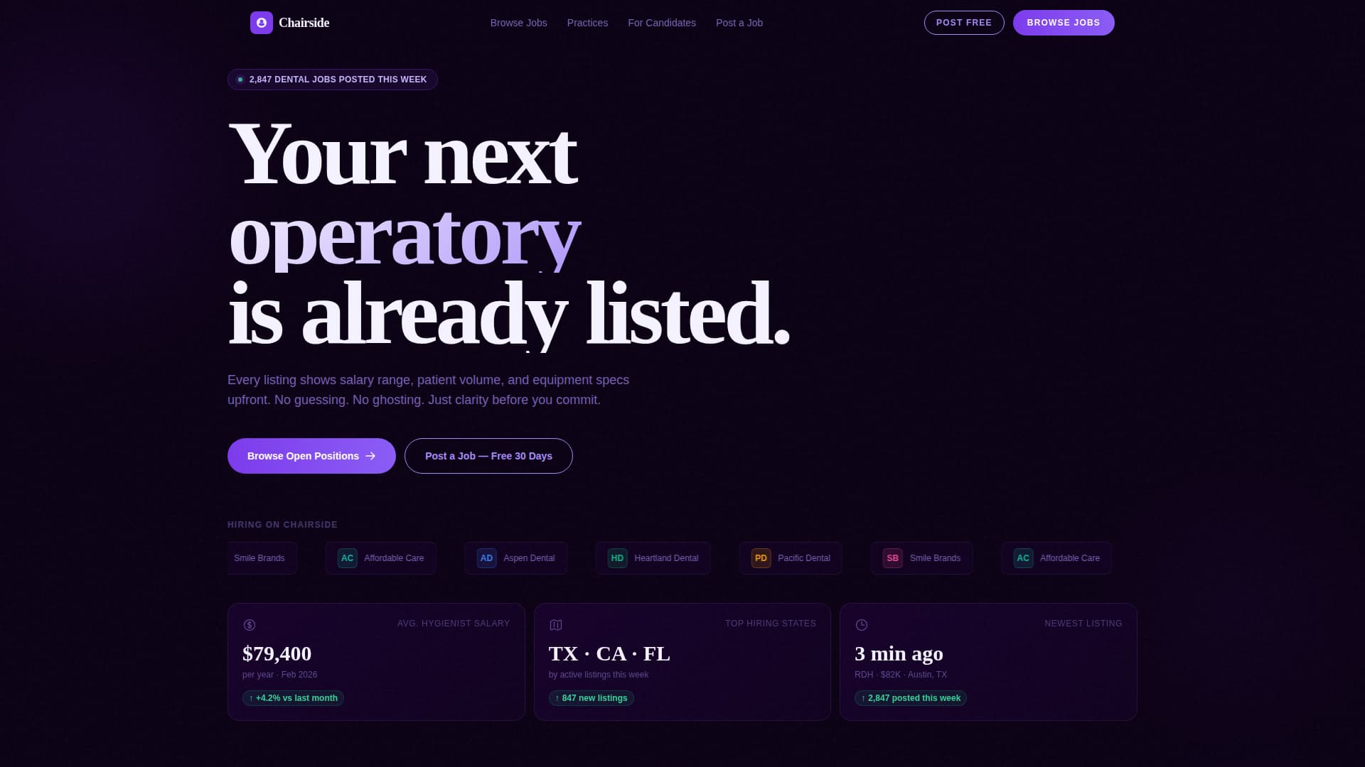 Chairside - Dynamic Dental Landing Page Template