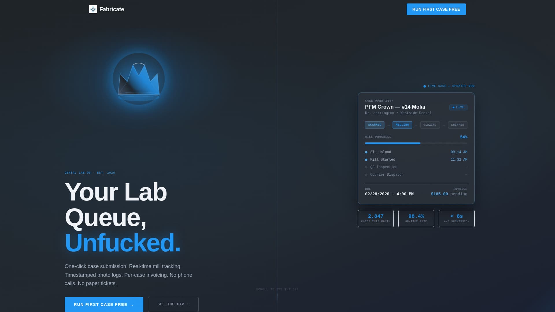 Fabricate - Precision Dental Lab Landing Page Template