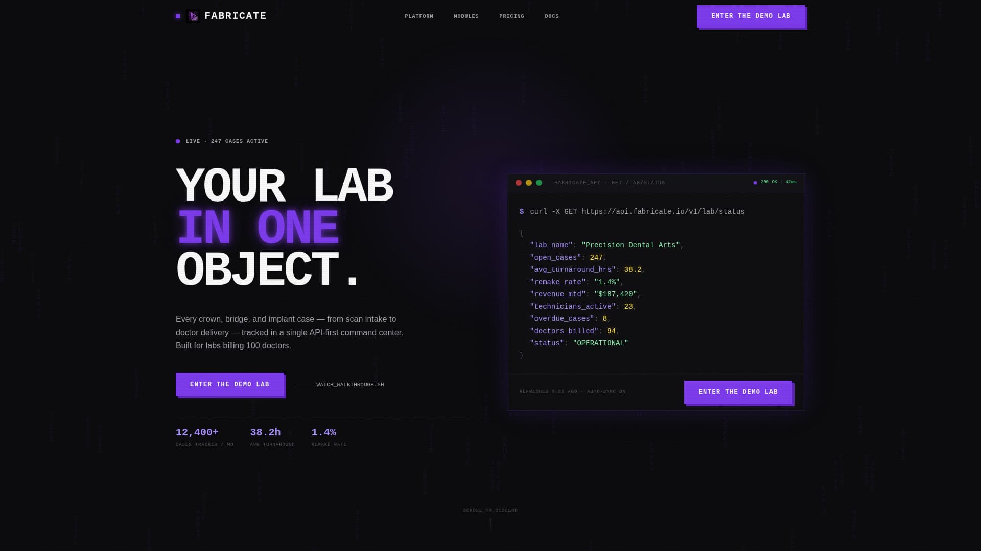 Fabricate - Brutalist Dental Lab Landing Page Template