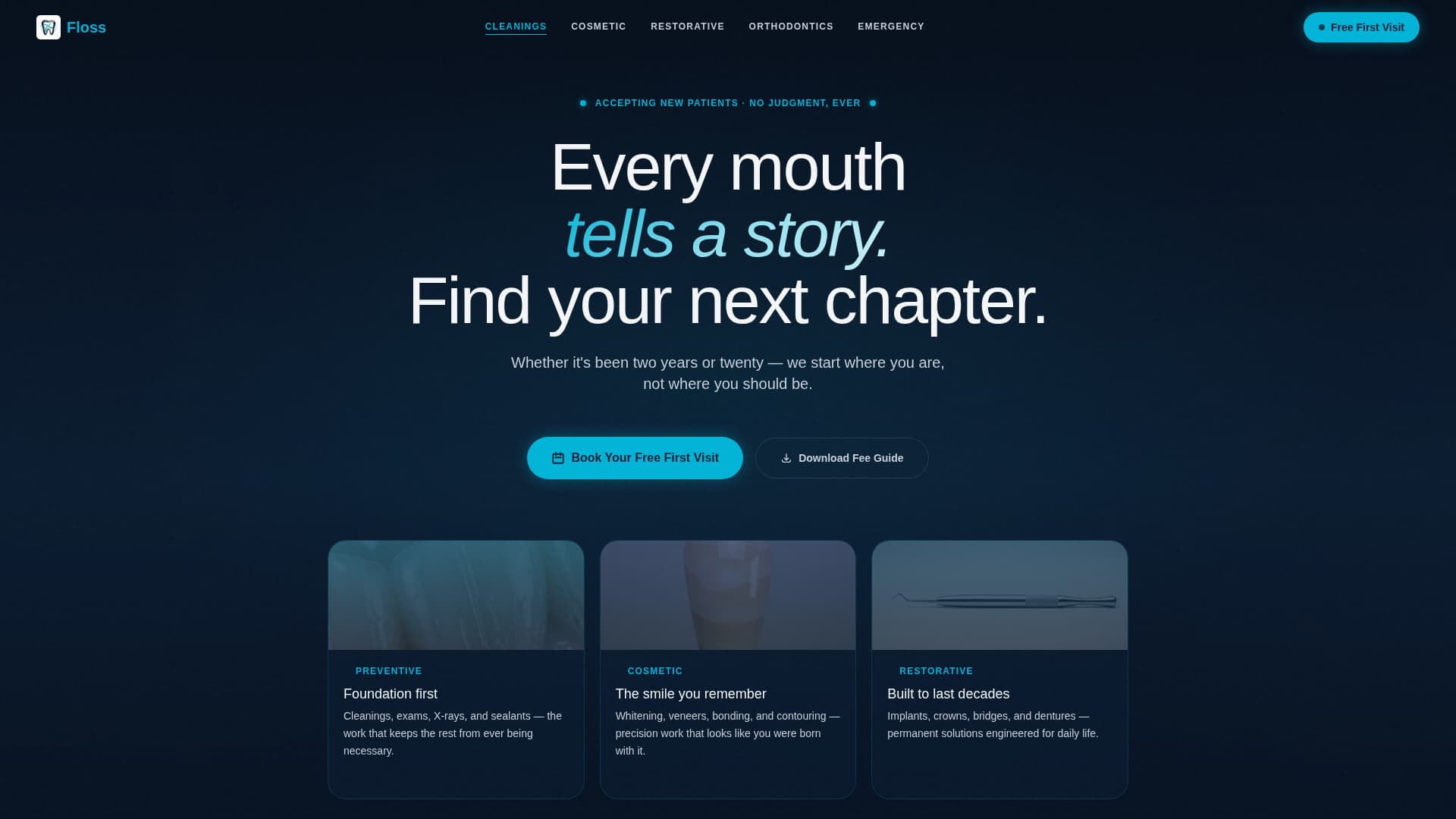 Floss - Precision Dental Landing Page Template
