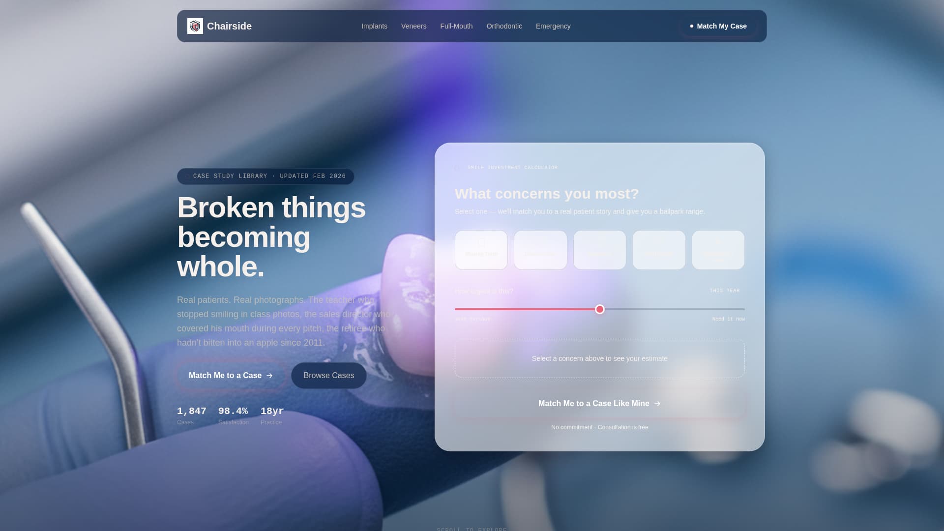 Dental Case Study & Investment Calculator Website Template