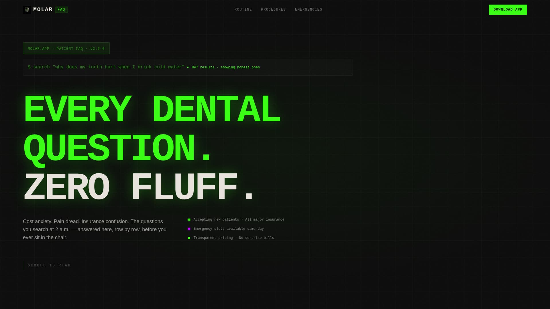 Molar - Brutalist Dental Landing Page Template