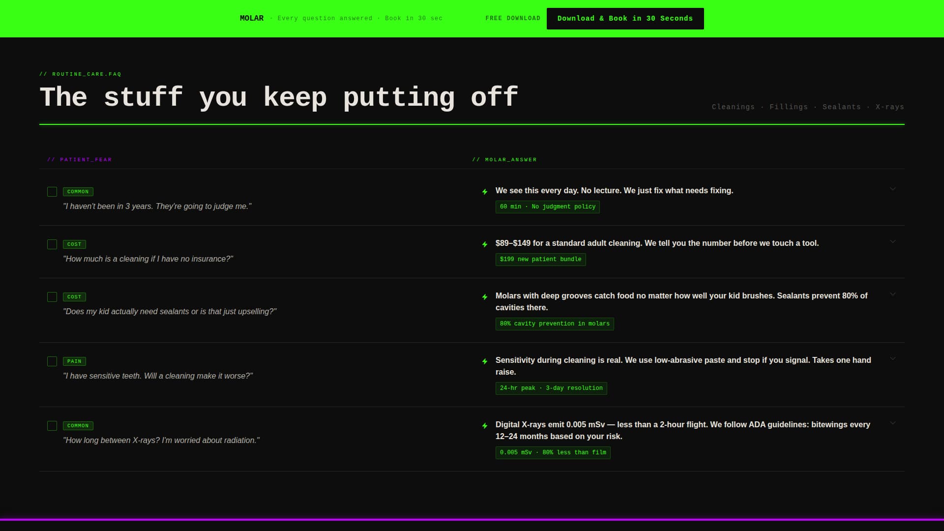 Molar - Brutalist Dental Landing Page Template