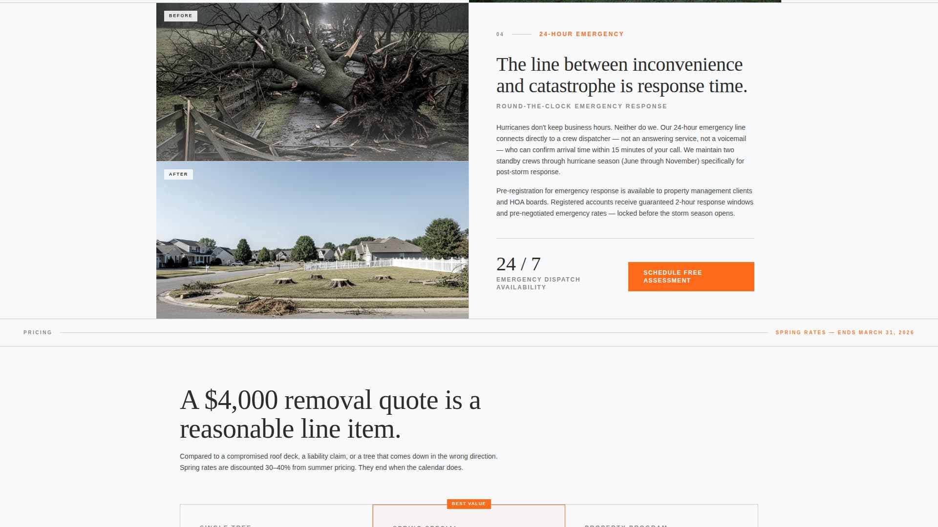 Canopy — Insured Arborist Booking Landing Page Template