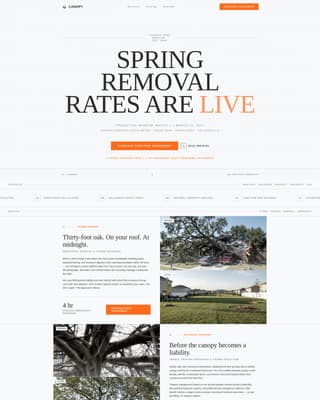 Canopy — Insured Arborist Booking Landing Page Template