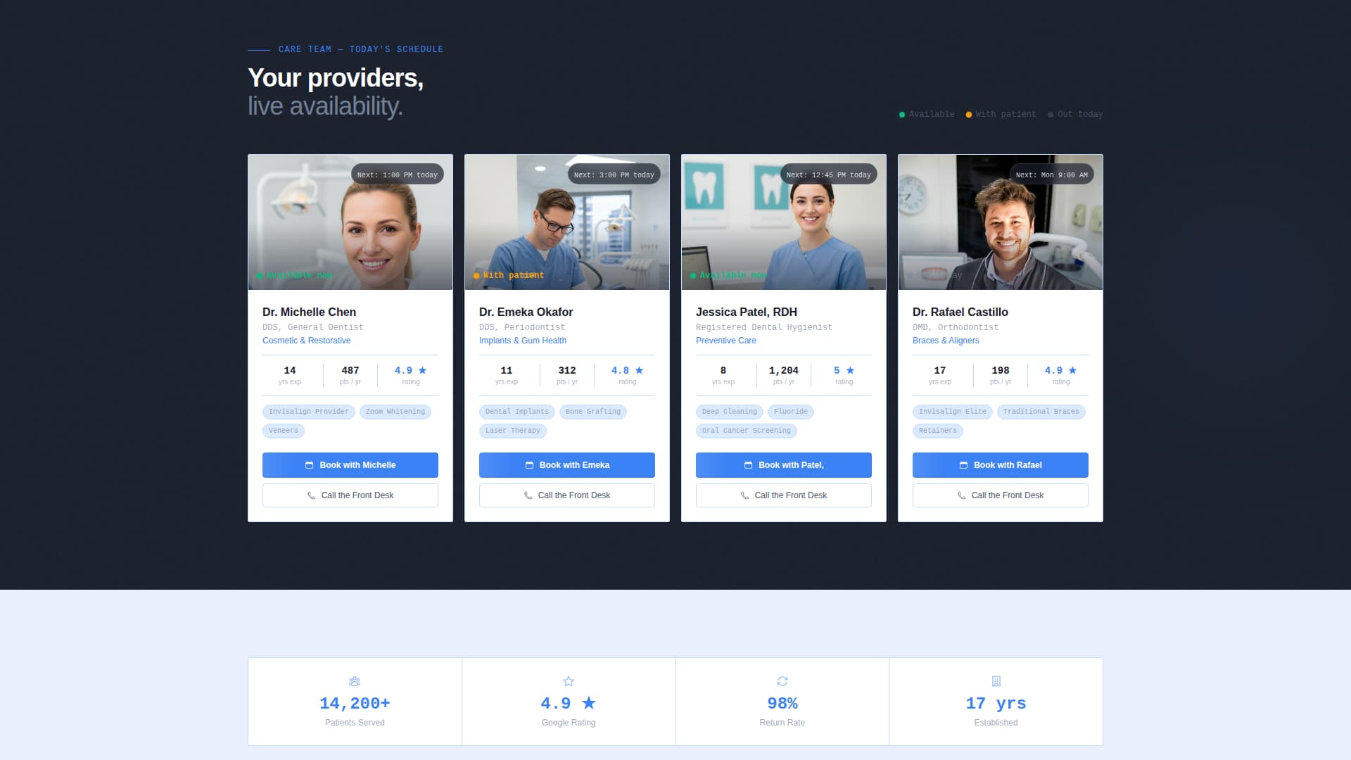 Dental Office Real-Time Availability Website Template