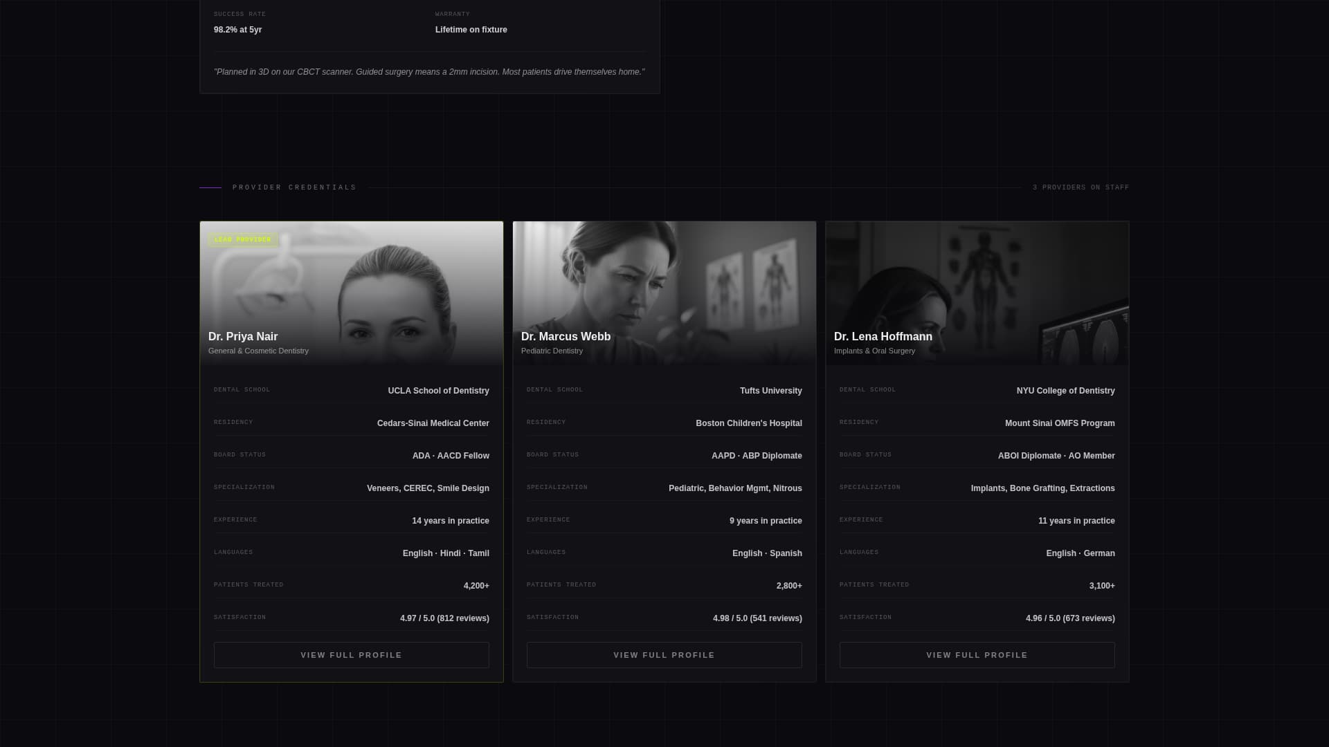 Modern Dental Team & Credentials Showcase Website Template