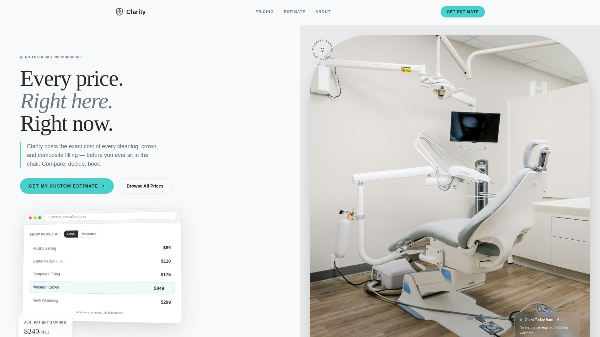Dental Price Transparency & Cost Breakdown Website Template