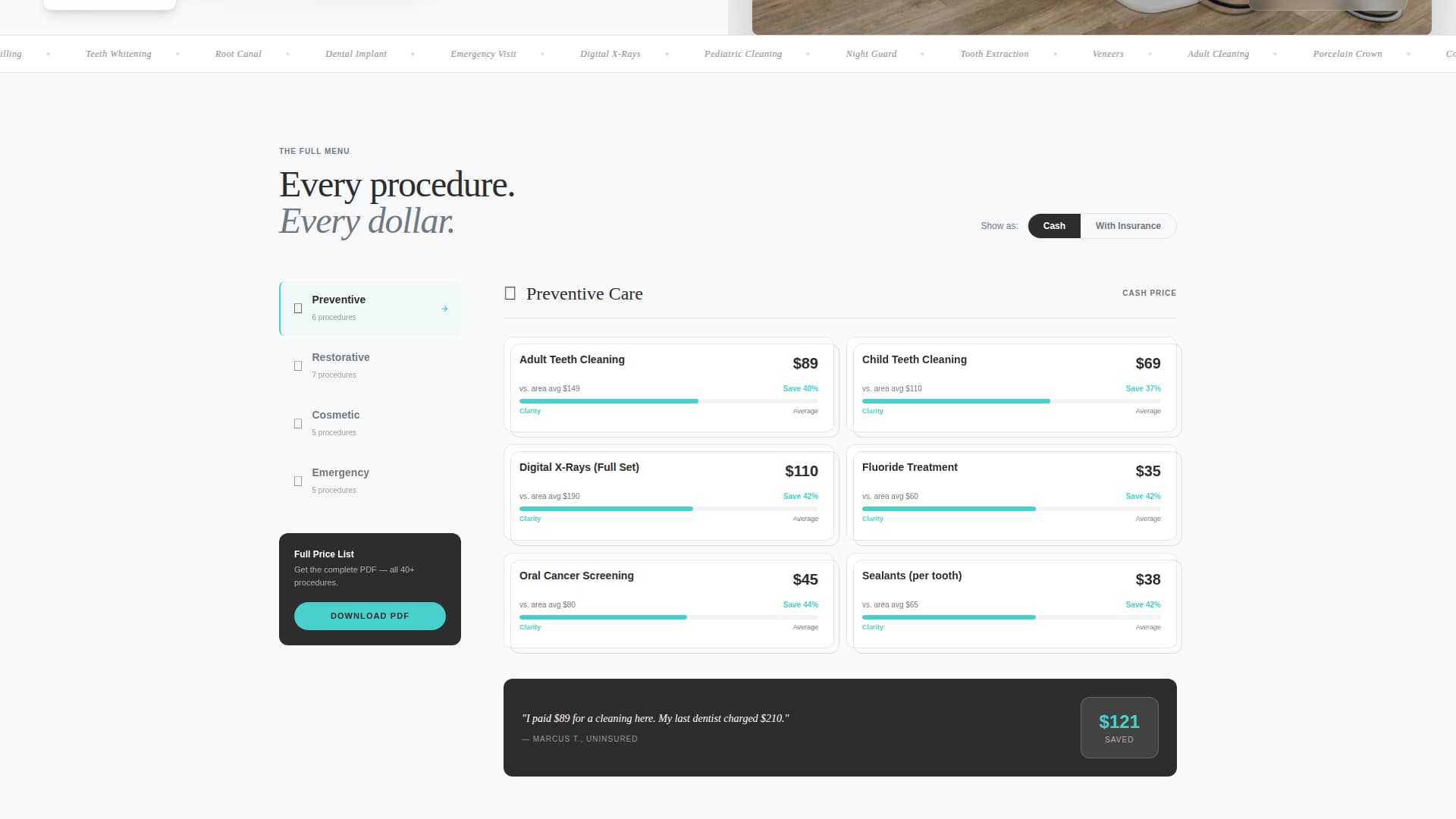 Dental Price Transparency & Cost Breakdown Website Template
