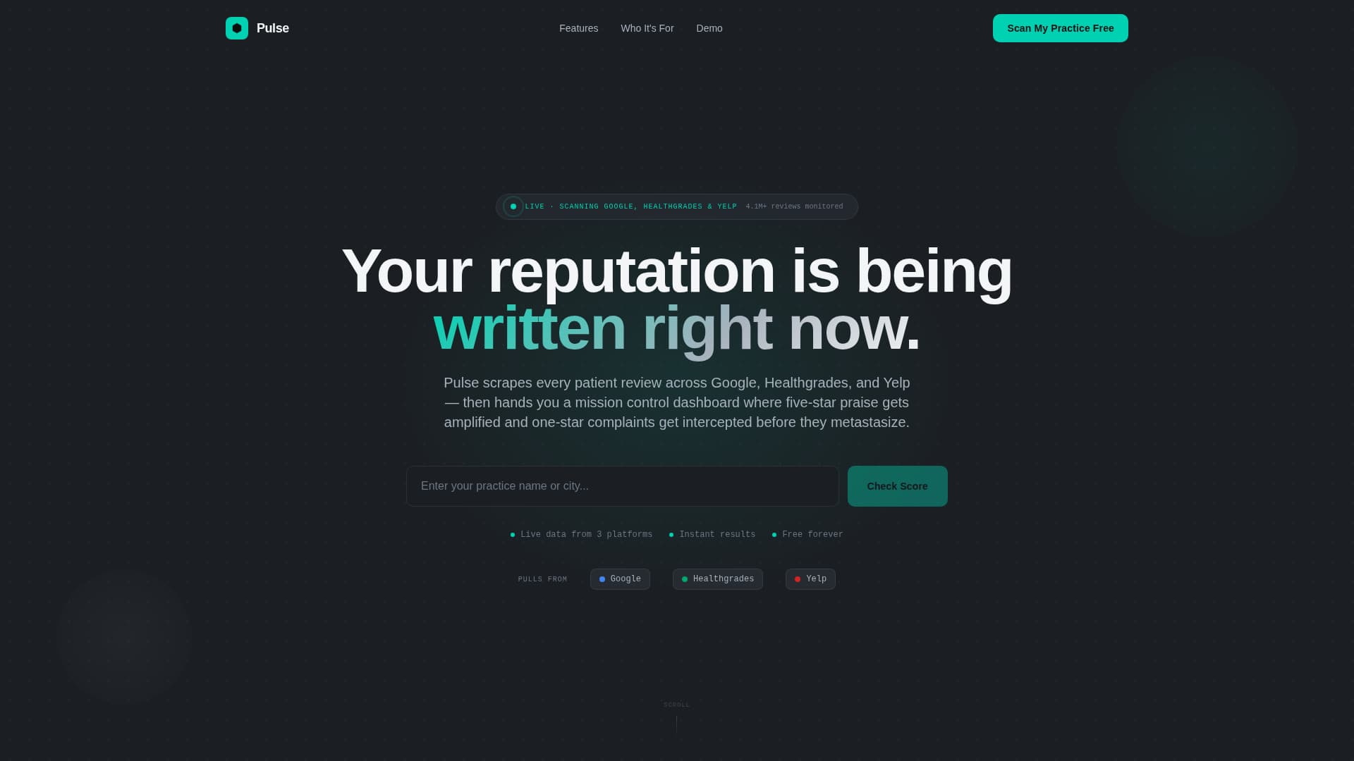 Pulse - Dynamic Dentalreview Landing Page Template