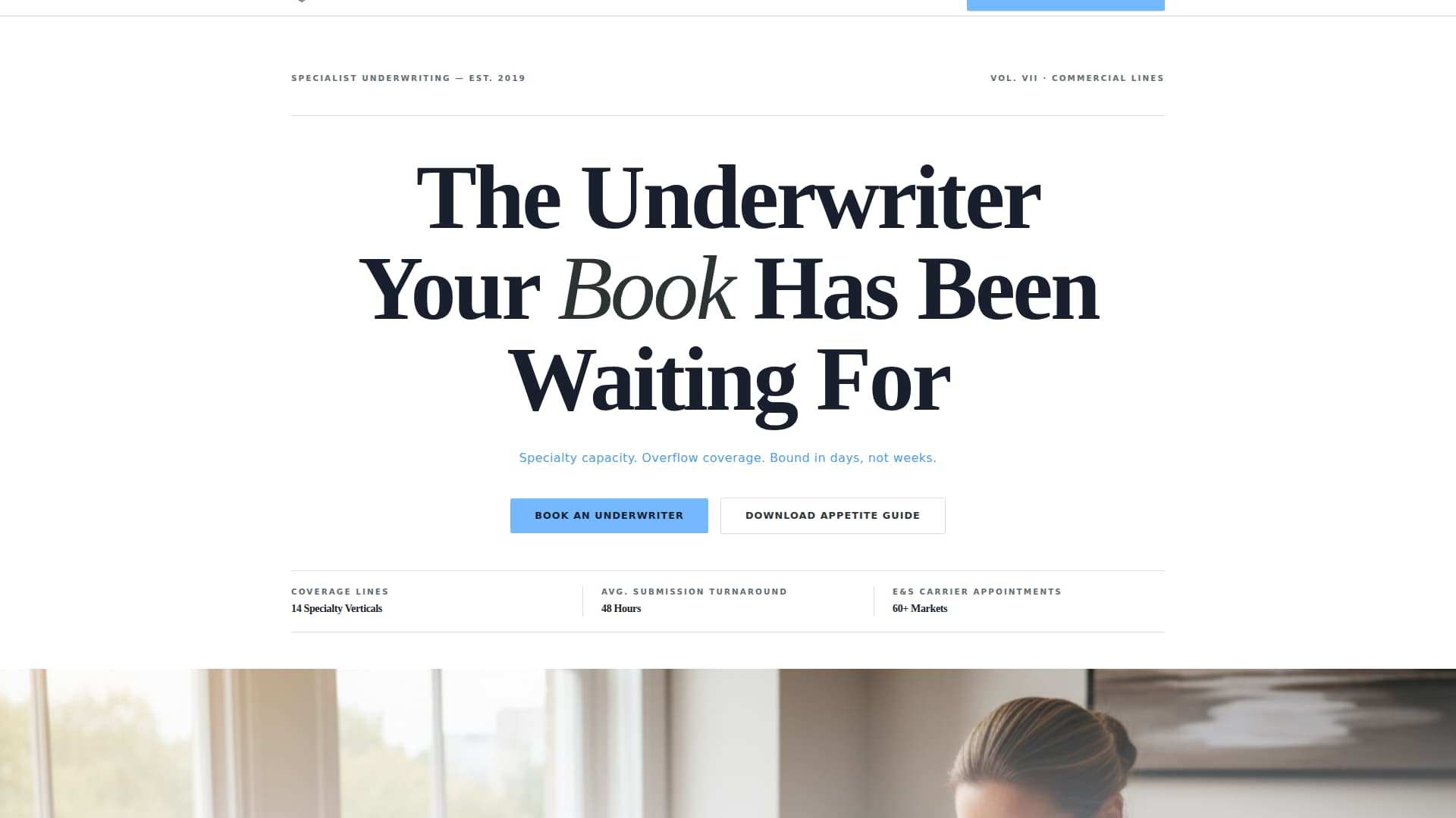 Underwrite — Seasoned Insurance Underwriter Landing Page Template