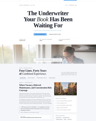 Underwrite — Seasoned Insurance Underwriter Landing Page Template