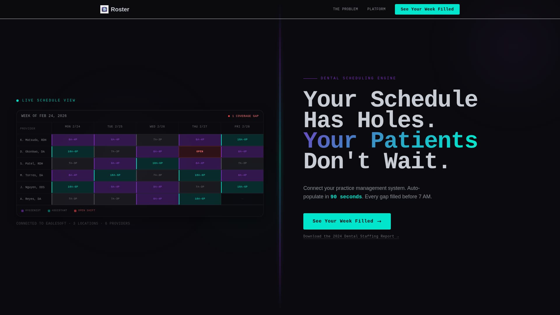 Roster - Powerful Dental Scheduling Landing Page Template