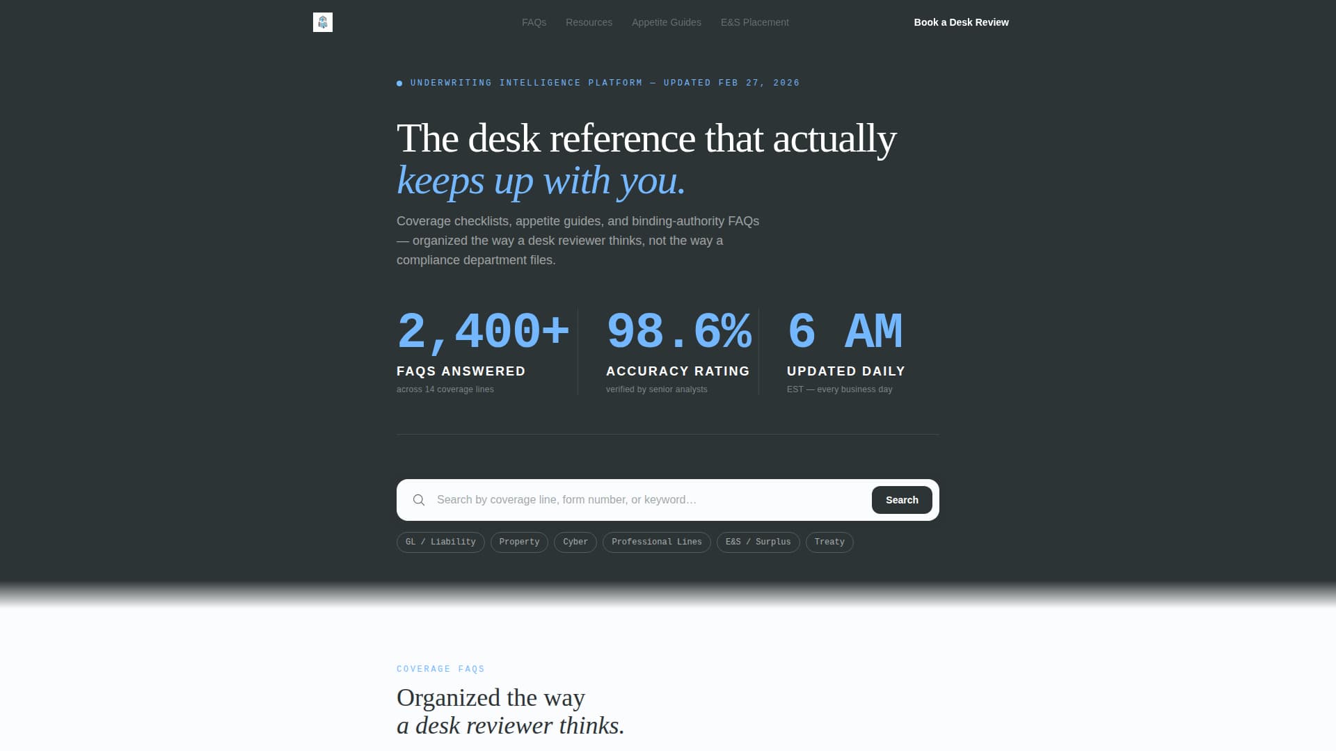 Underwriter Booking Website Template