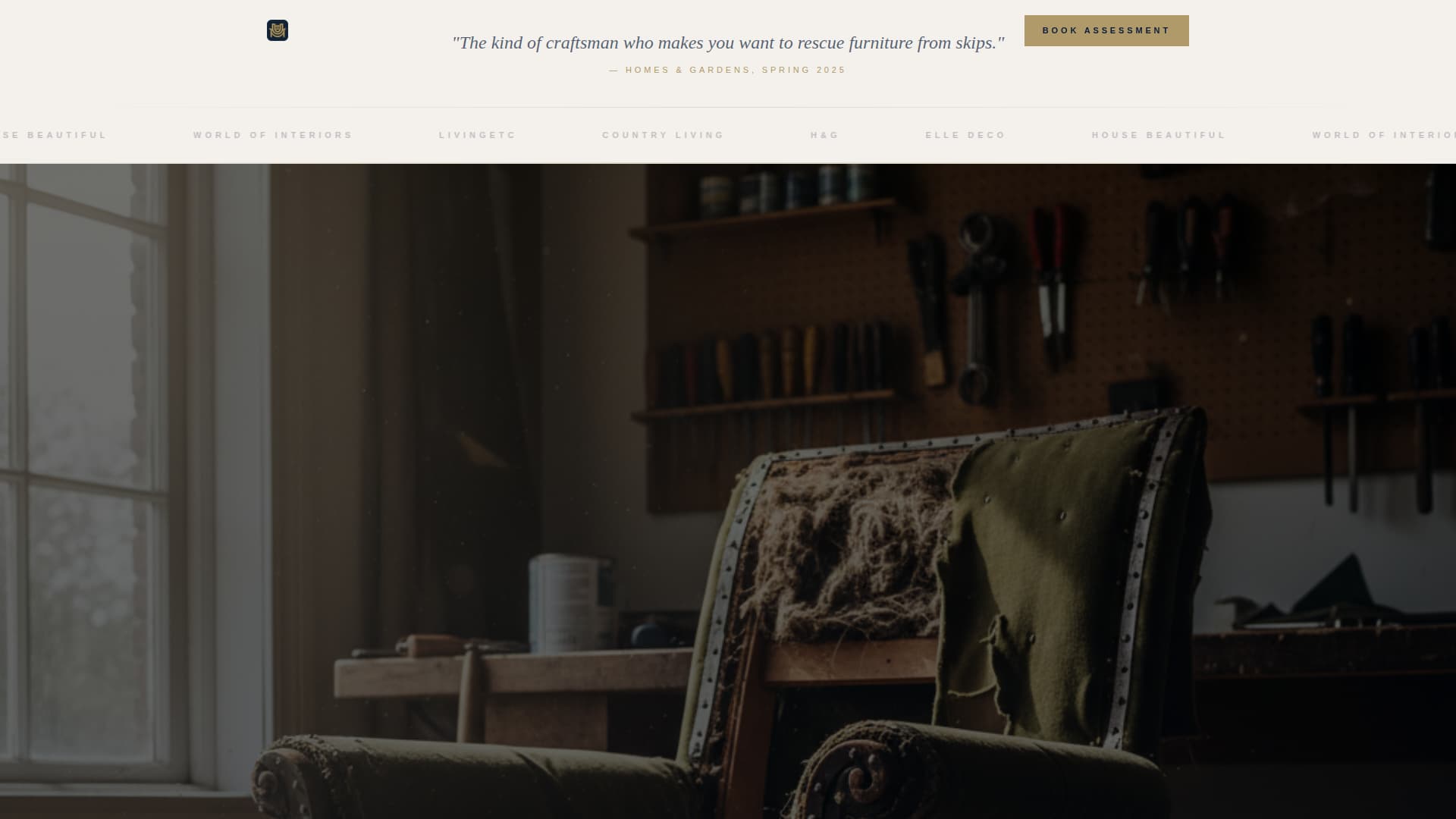 Upholsterer Business Specialist Booking Website Template
