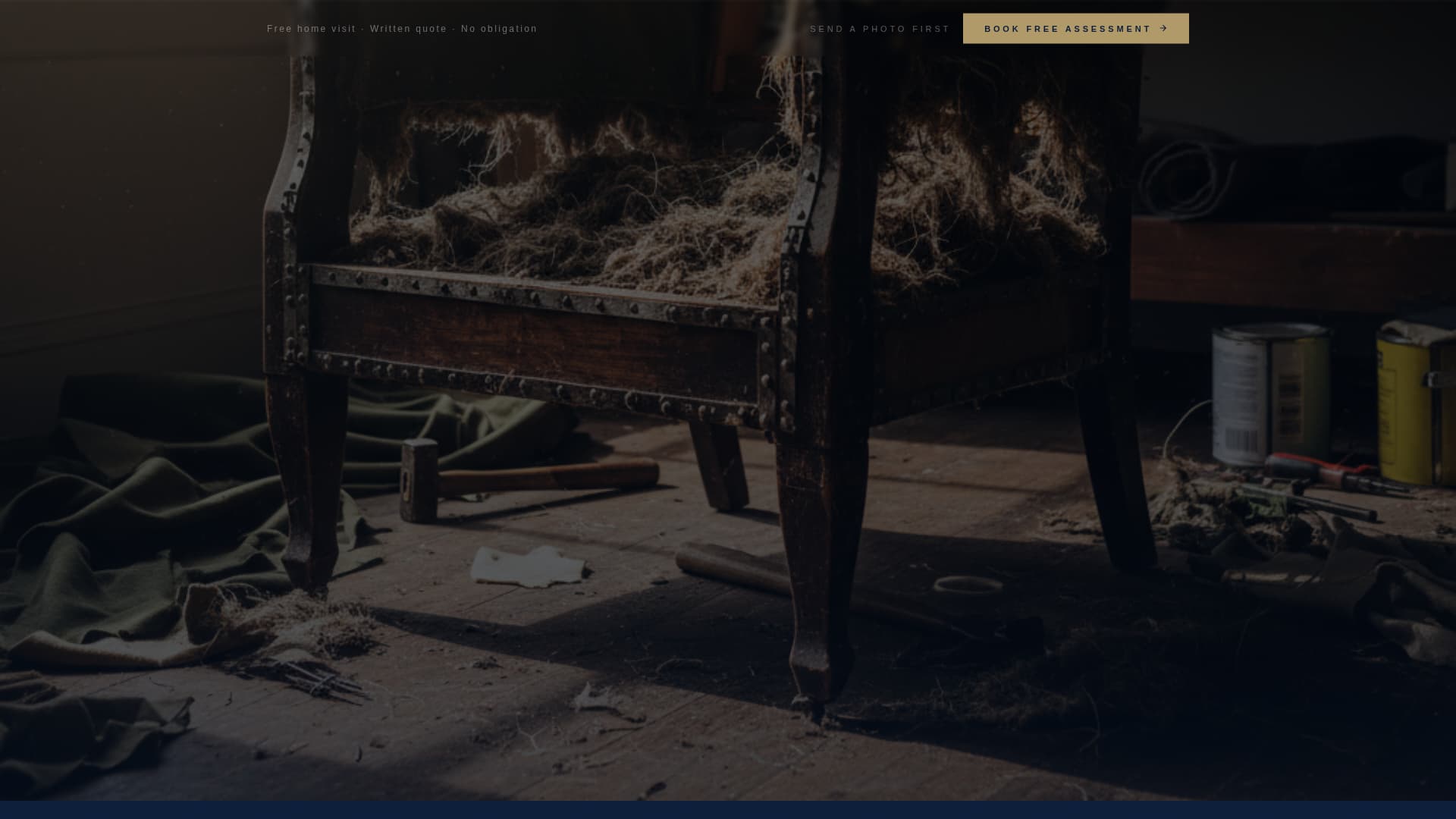 Upholsterer Business Specialist Booking Website Template