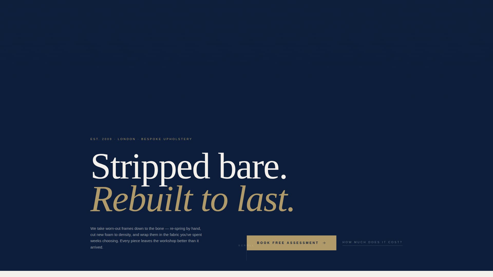 Upholsterer Business Specialist Booking Website Template