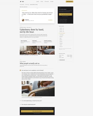 Upholsterer Business FAQ Website Template