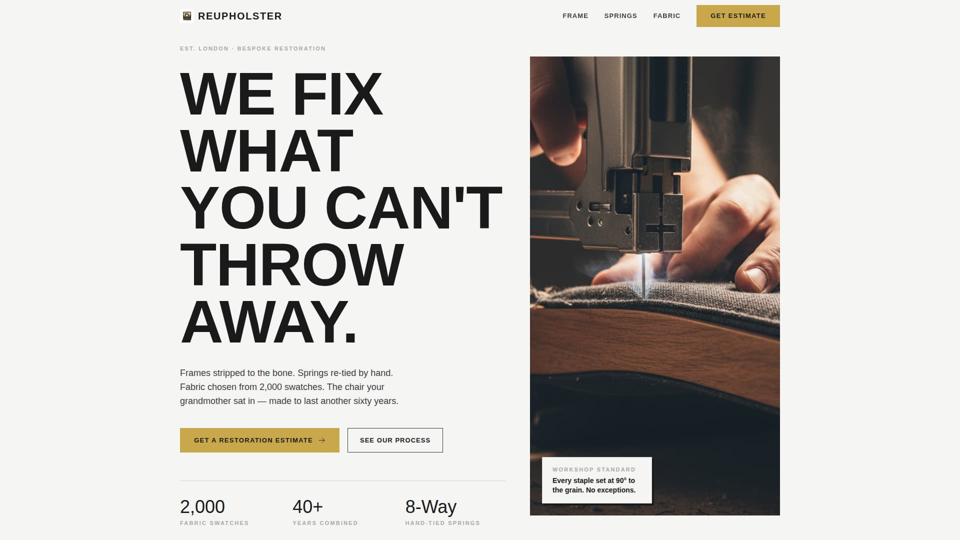Upholsterer Business Booking Website Template