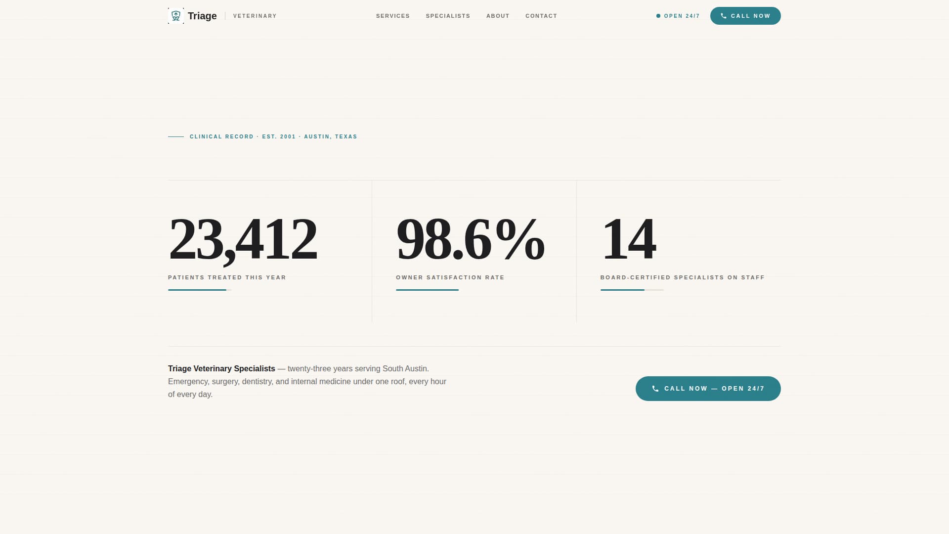 Triage — Certified Veterinary Care Landing Page Template