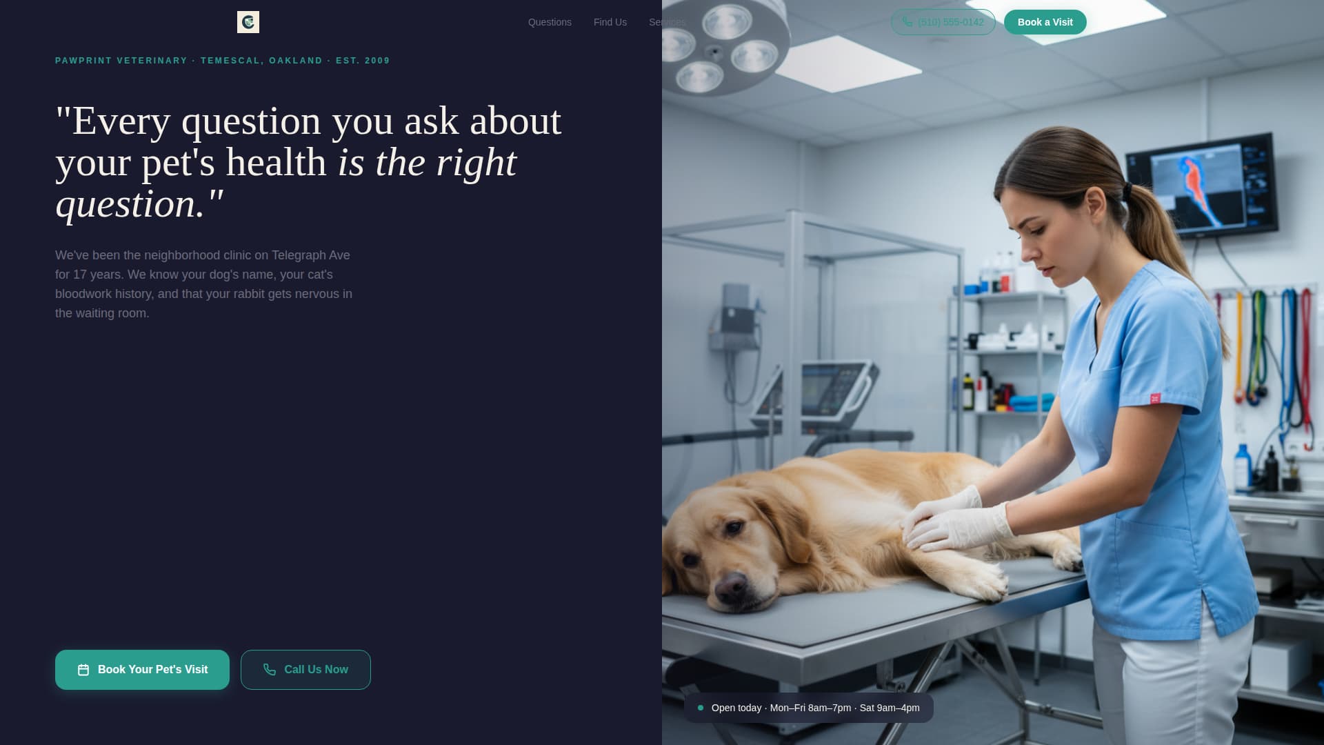 Veterinary Clinic Marketing Booking Website Template