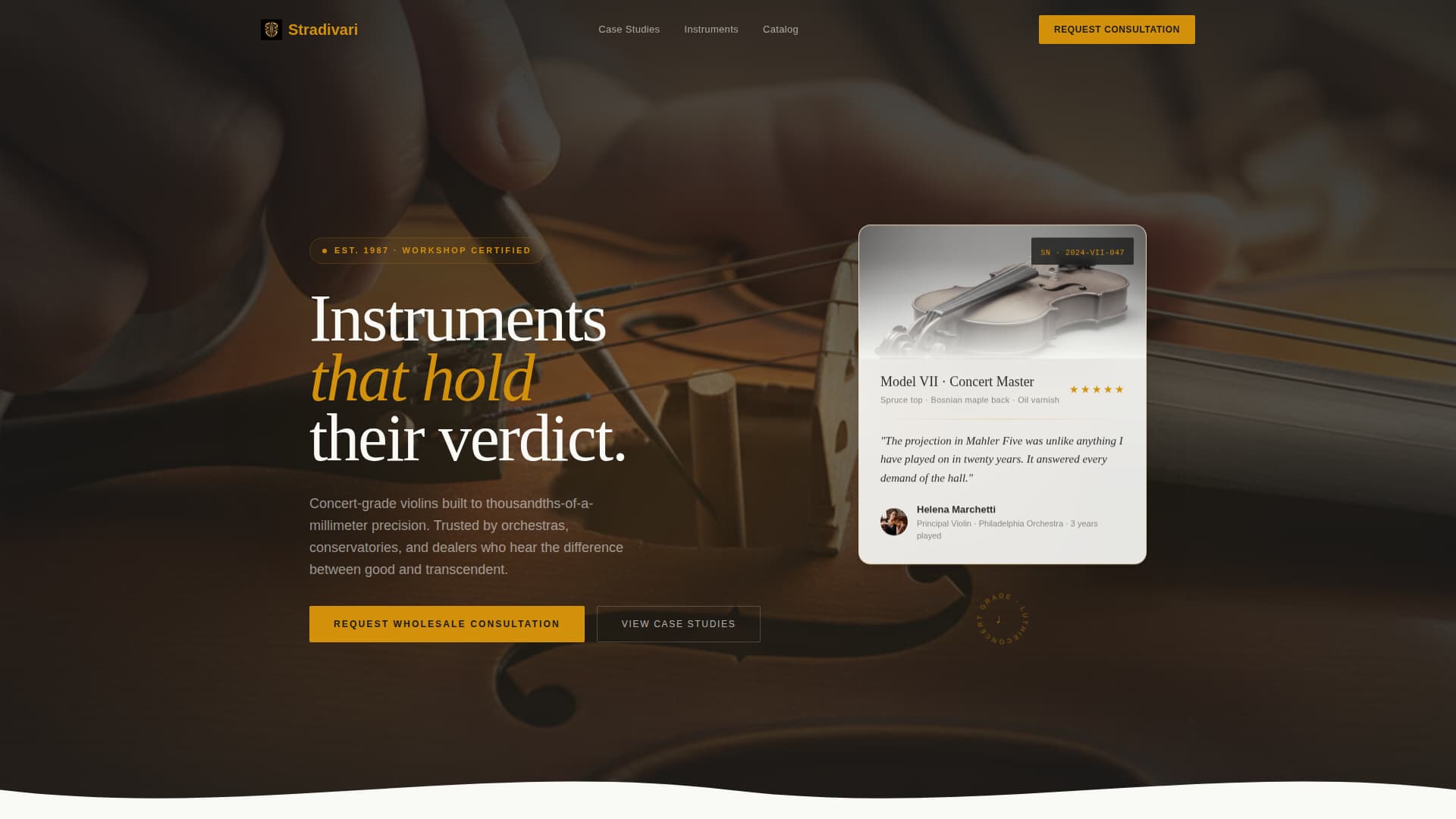 Violin Maker (Luthier) Business Reviews Website Template