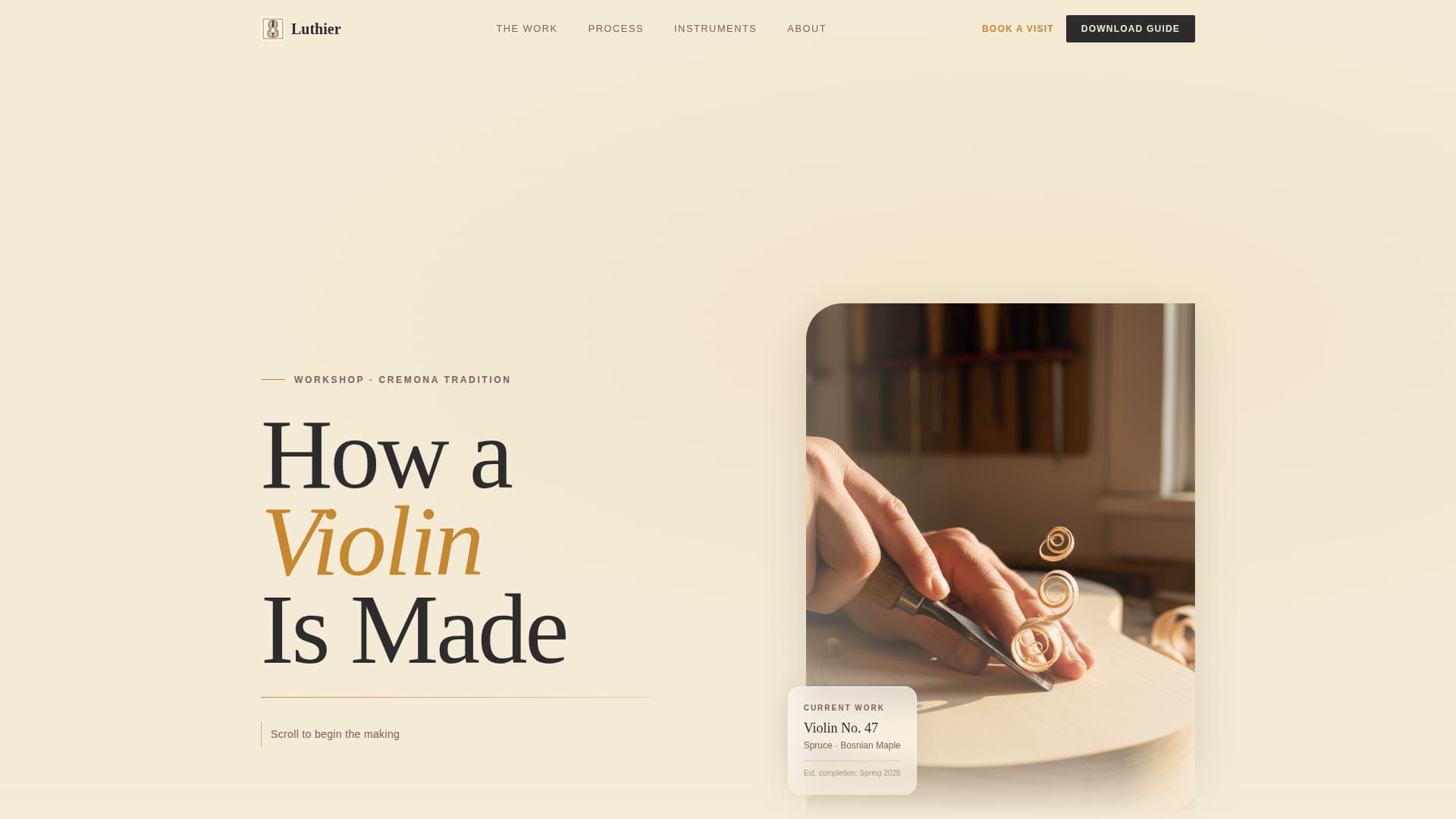 Luthier — Expert Stringed Instrument Craftsmanship Landing Page Template