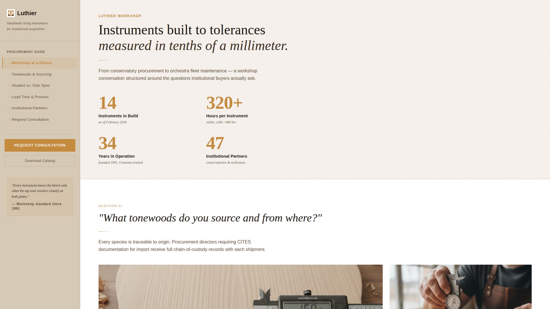 Luthier — Master Violin Maker Landing Page Template