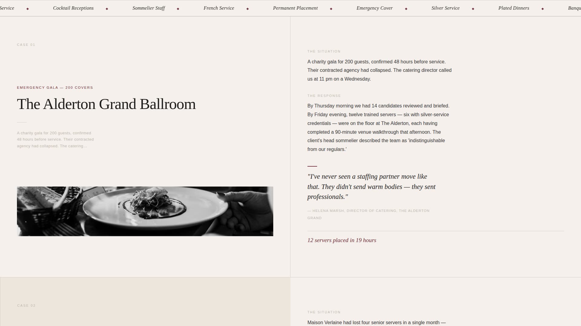Waiter & Server Portfolio Website Template