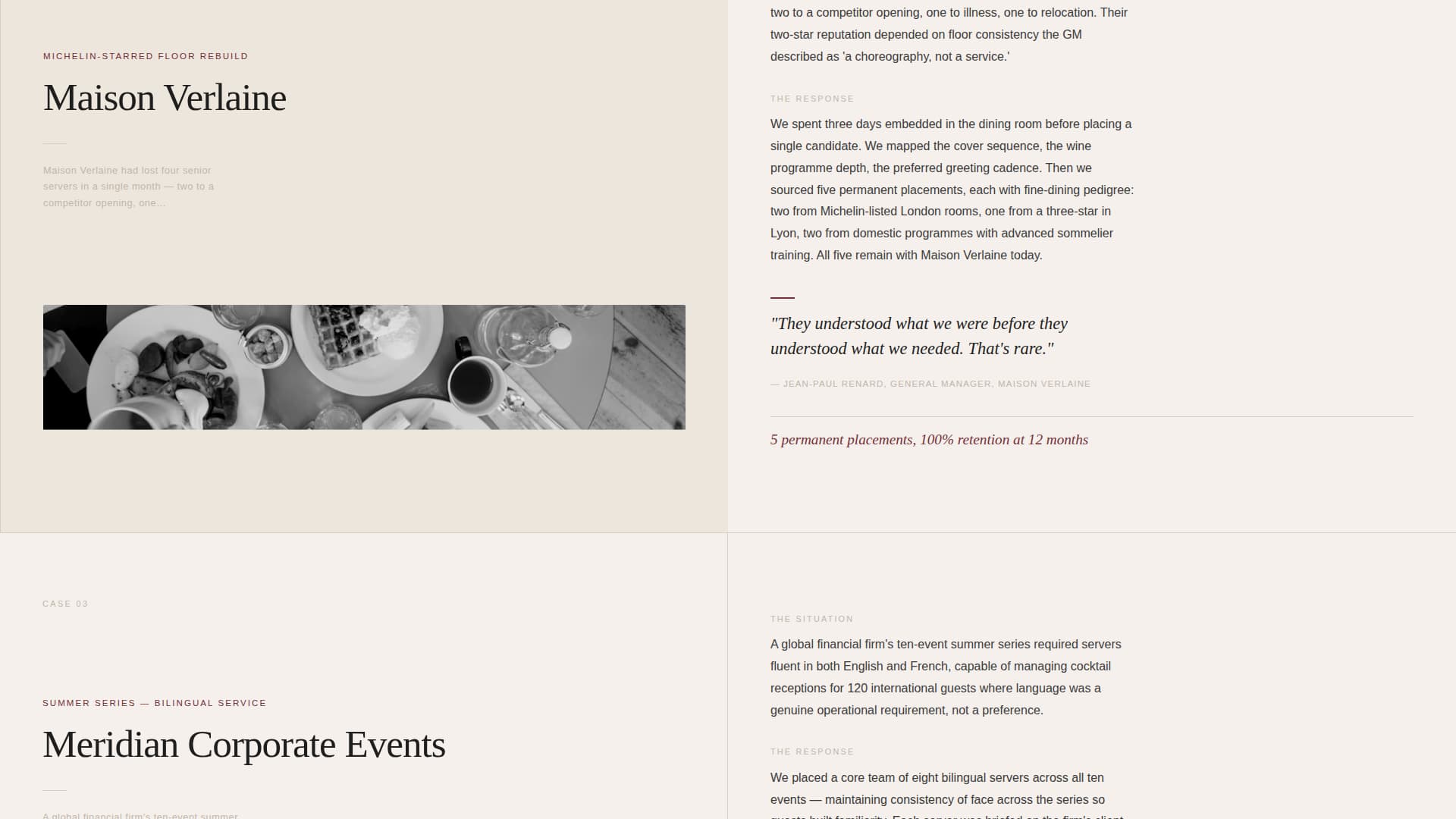 Waiter & Server Portfolio Website Template