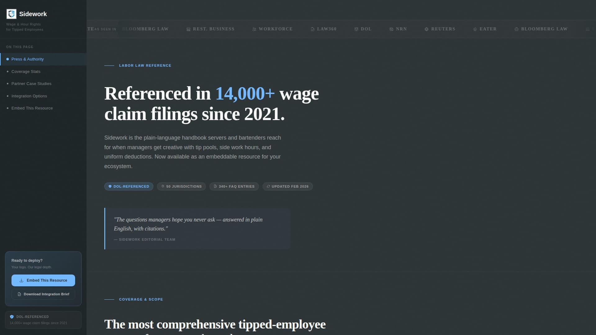 Waiter & Server Privacy Policy Website Template