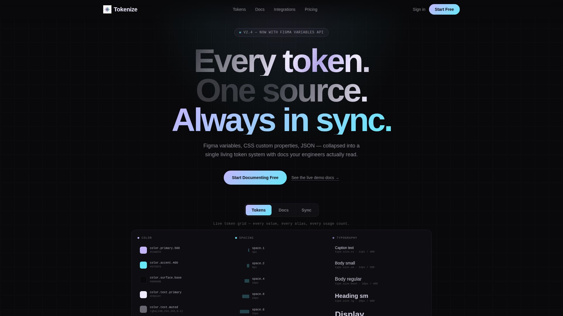 Tokenize - Unified Designtoken Landing Page Template
