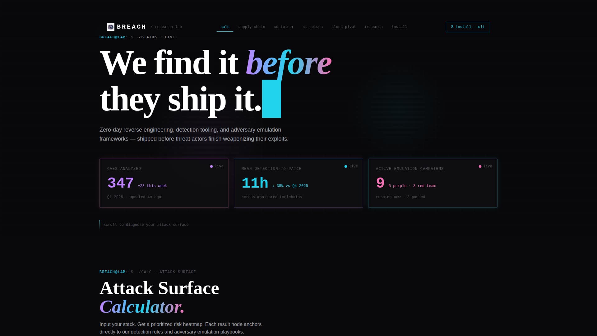 Breach - Ruthless DevSecOps Landing Page Template