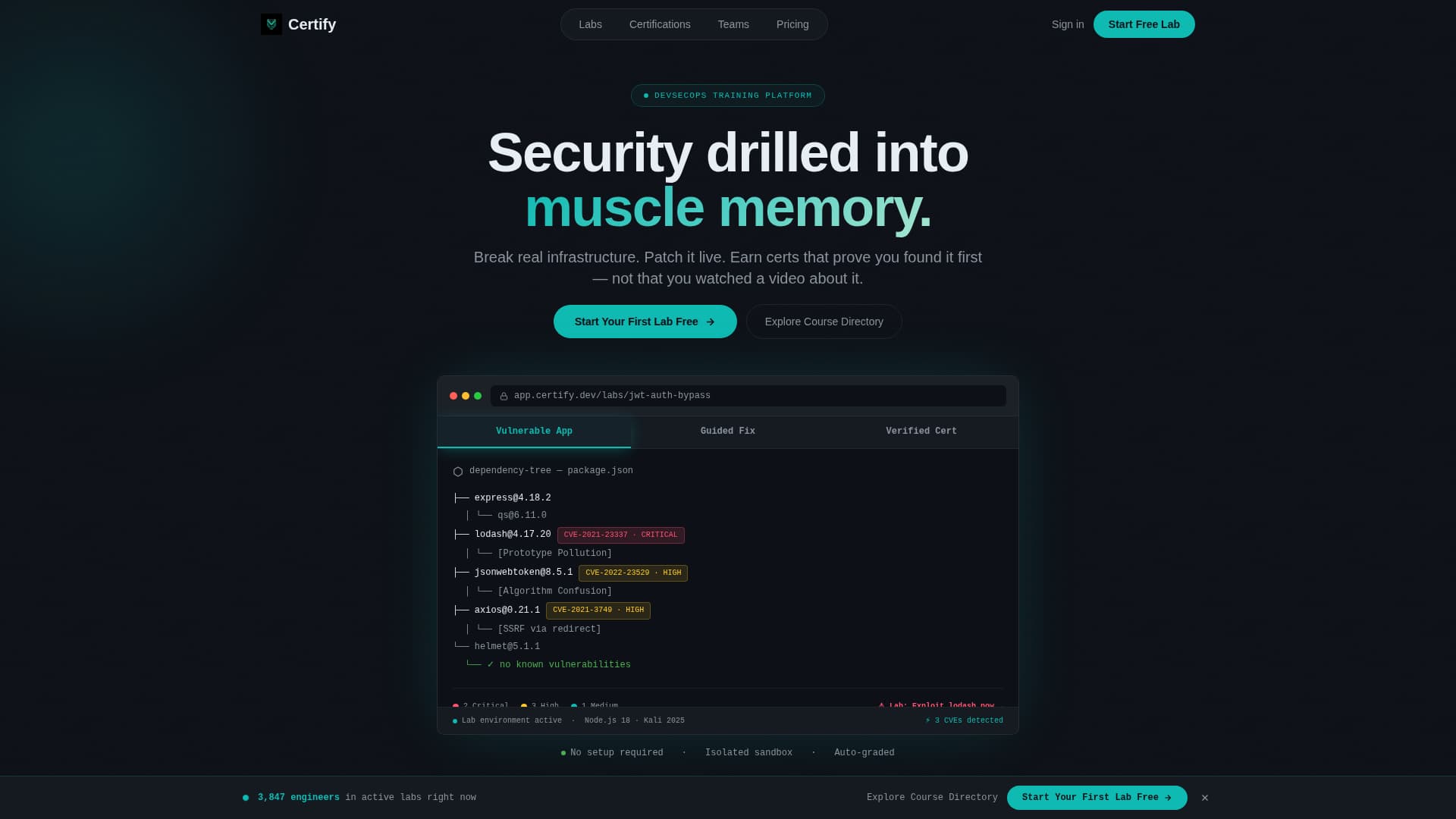 Certify - Hands-On DevSecOps Landing Page Template