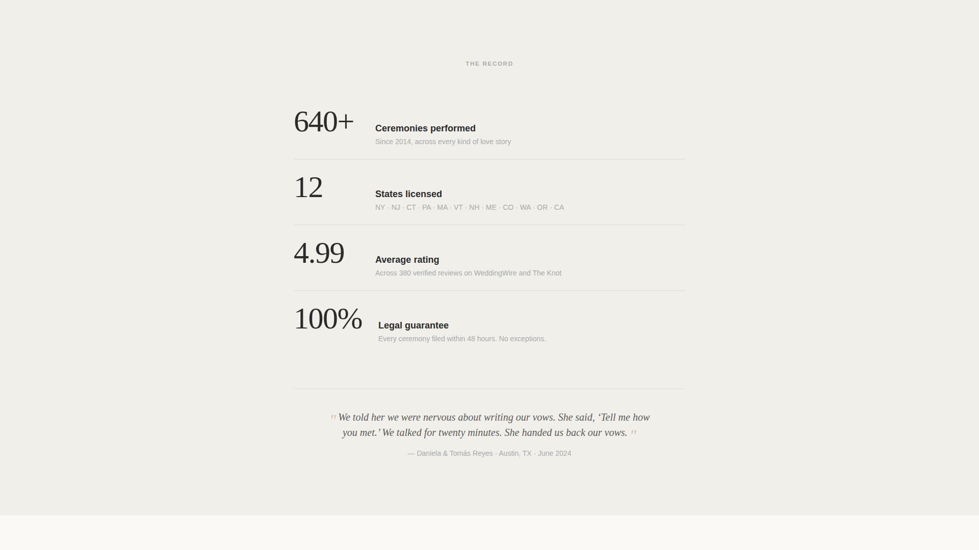 Wedding Officiant Specialist Booking Website Template