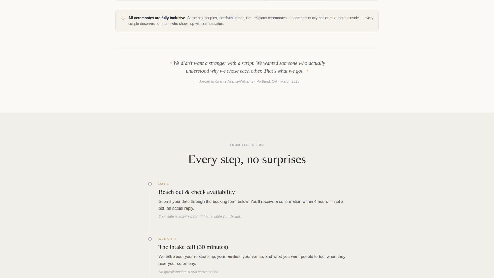 Wedding Officiant Specialist Booking Website Template