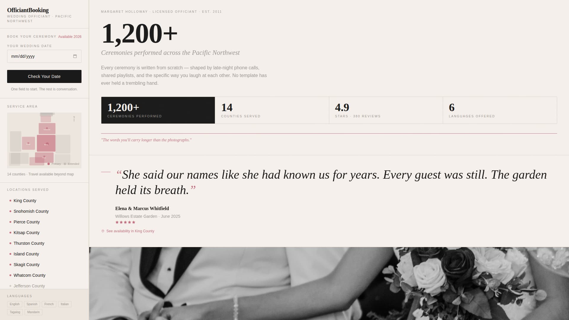 Officiant — Premium Wedding Ceremony Landing Page Template