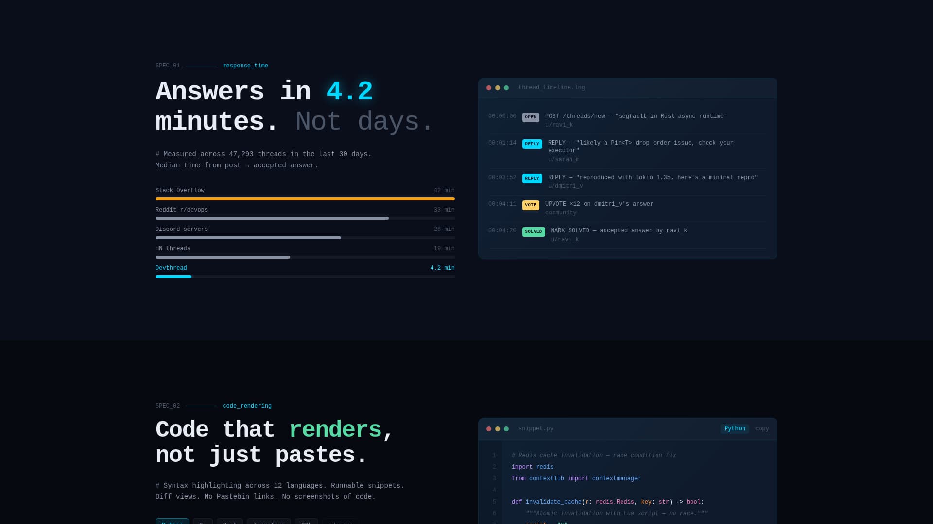 Devthread - Midnight Forum Landing Page Template