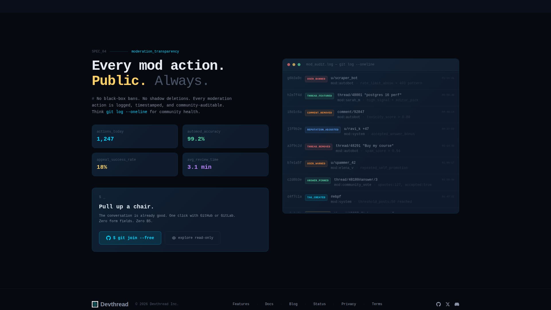 Devthread - Midnight Forum Landing Page Template